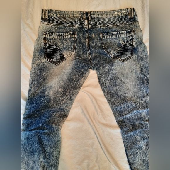 RS7 royal seven Distressed Acid Wash Mens Casual  Flex Jeans Size 36 X 32 - Picture 6 of 9